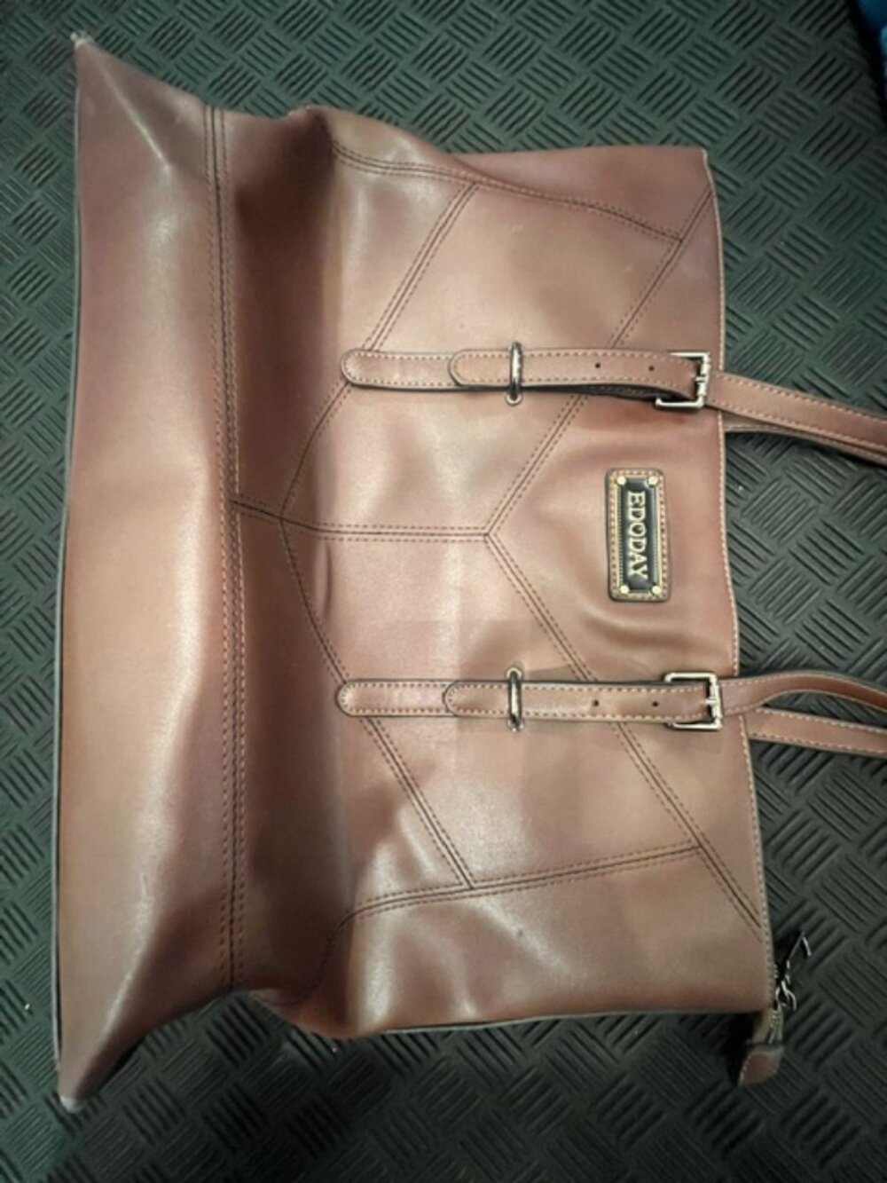 EDODAY Brown Faux‎ Leather Laptop Tote Bag 15.6" Work School Travel Handbag